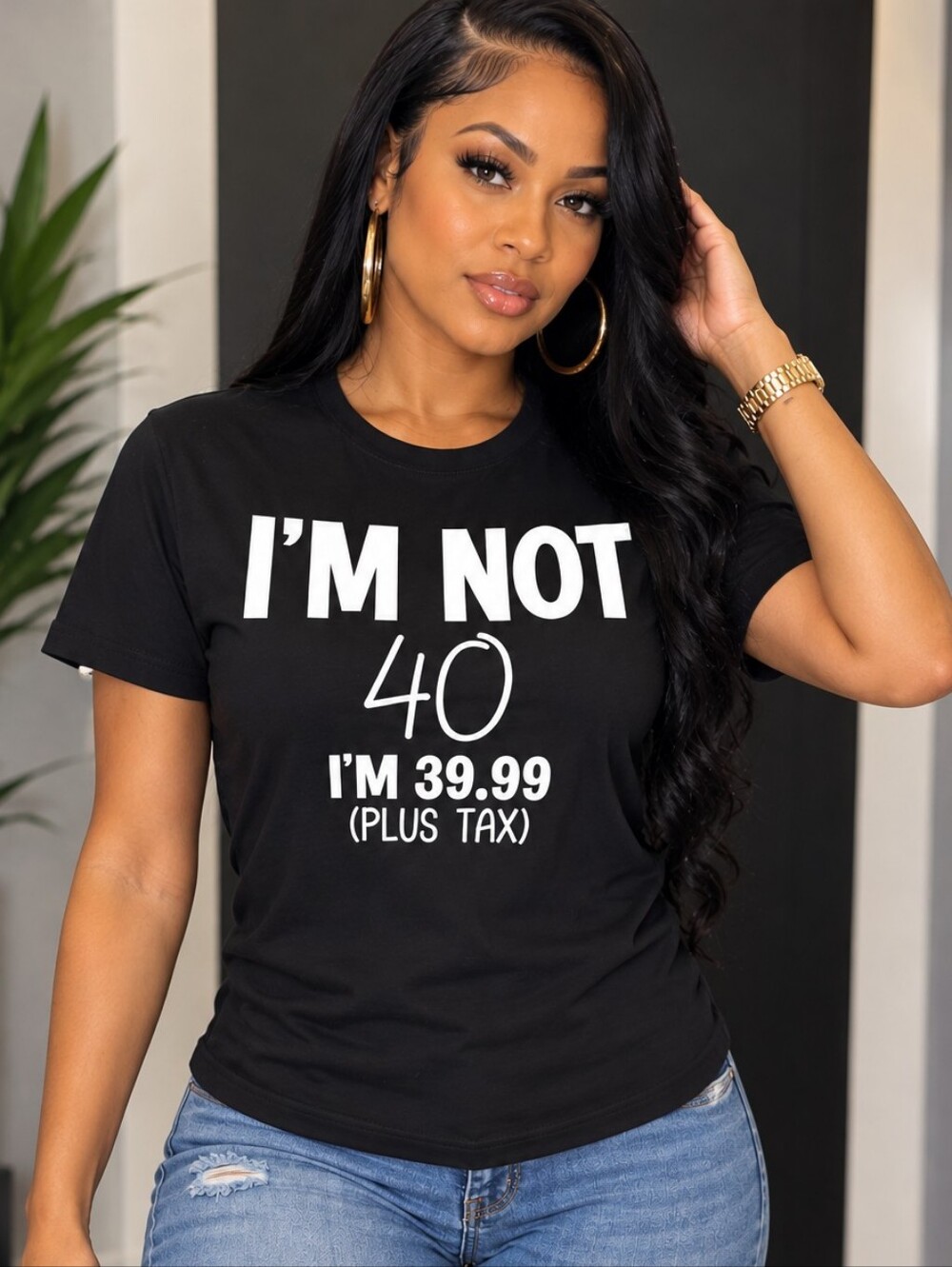 I'm Not 40 Graphic Tee - Black Women's T-Shirt